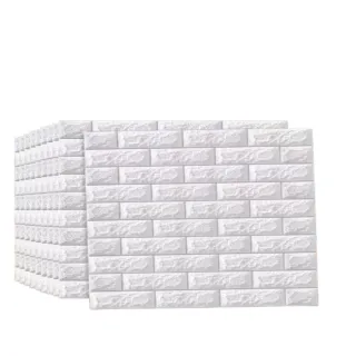 【YING SHUO】10入 防水防撞隔音 3D立體磚紋牆壁貼紙 居家裝飾 白色(牆紙 壁貼 壁紙 磚貼 背景牆 居家裝飾)