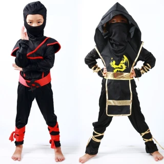 【橘魔法】日本忍者刺客連身套裝(附頭套 萬聖節服裝 角色扮演 裝扮 表演 戲劇 cosplay 兒童 男童 童裝)