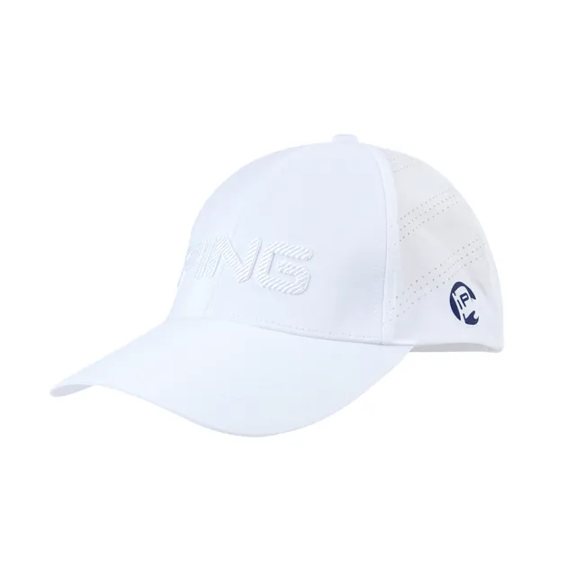 【PING】男款LOGO透氣沖孔高爾夫球帽-白(GOLF/高爾夫球帽/配件/PQ25103-87)