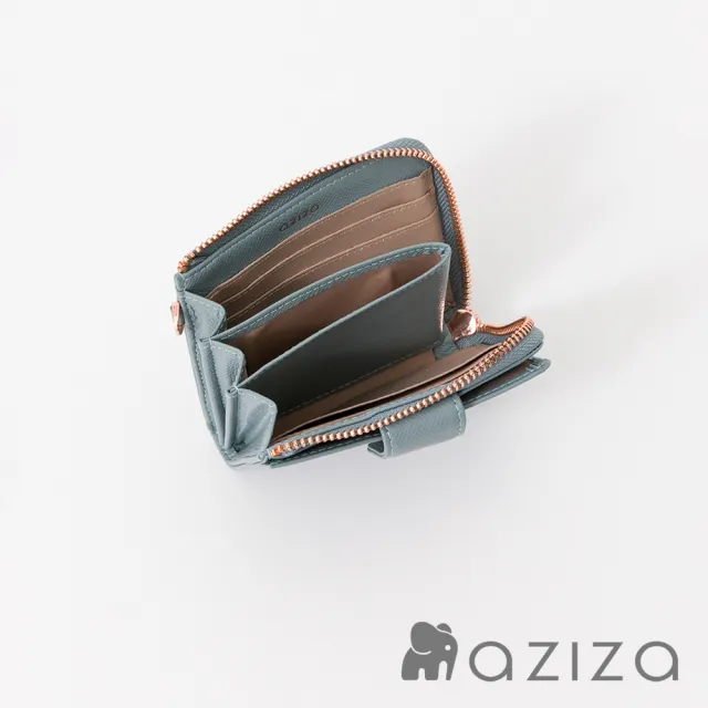 【aziza】OLA拉鍊簡式短夾(薄暮藍/絕版出清品下殺/送禮首選)