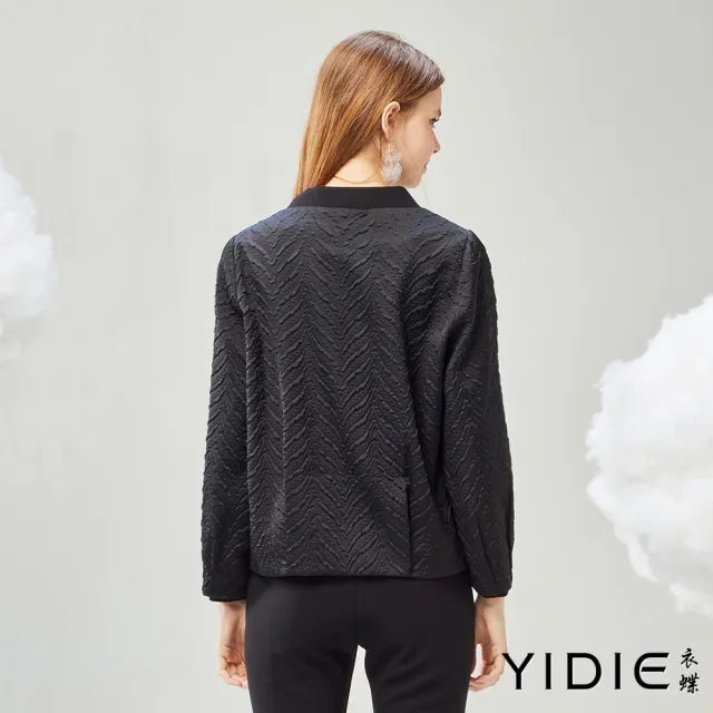 【YIDIE】中國風蝴蝶結綁結長袖外套-黑