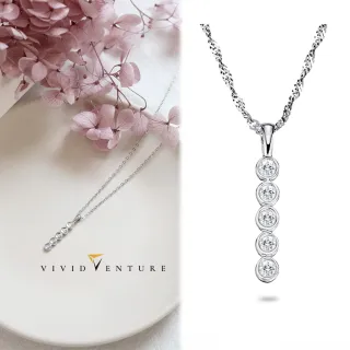 【Vividventure 亞帝芬奇】925純銀 10分 天然鑽石 真鑽 項鍊 優雅