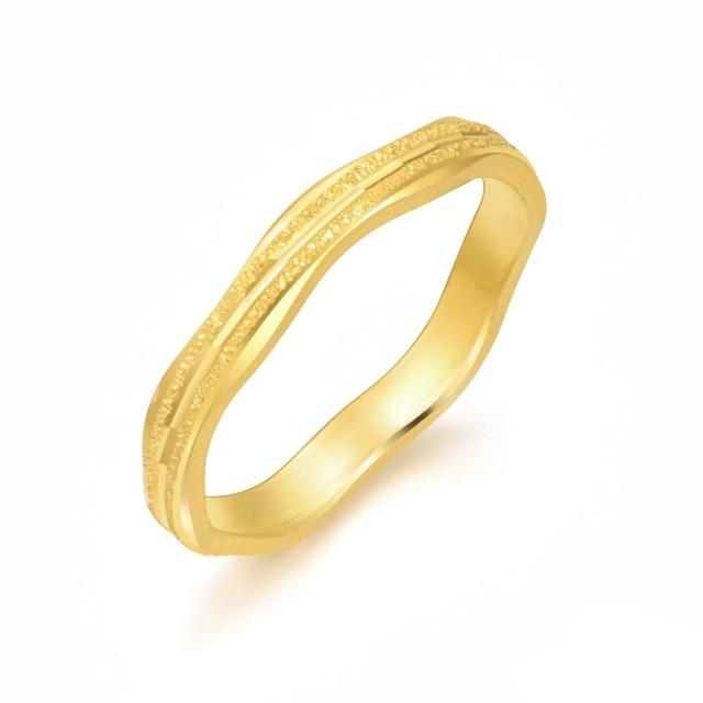 【點睛品】唯美波浪噴砂 黃金戒指/尾戒_計價黃金(港圍09)