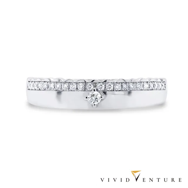 【Vividventure 亞帝芬奇】925純銀 13分 天然鑽石 真鑽 戒指 線戒 皇冠之愛