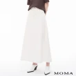 【MOMA】修飾假胯寬A字純棉牛仔長裙(白色)