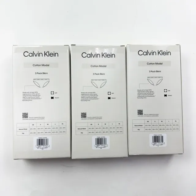 【Calvin Klein】三件盒裝 CK內褲 莫代爾 用料 女內褲 Calvin Klein 細帶 內褲 送禮(1487HV2)