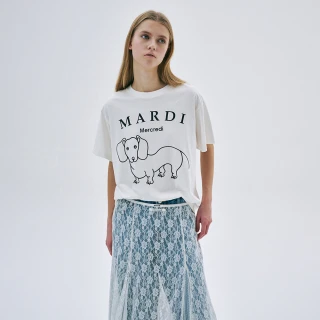 【MARDI MERCREDI】印花短TEE 象牙白色 線條臘腸狗 純棉 TSHIRT DDANJI CH.06