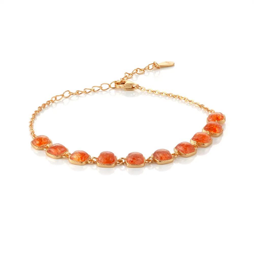 【Woogie武吉珠寶】精品金太陽石純銀手鍊(金太陽6mm)