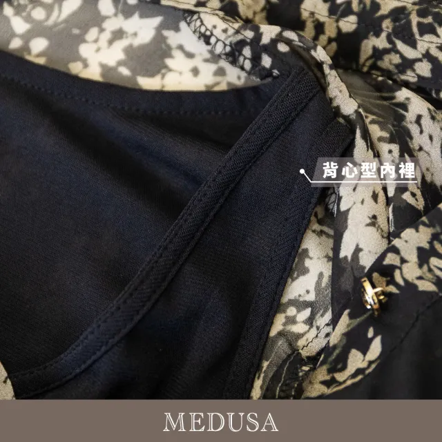 【MEDUSA 曼度莎】現貨-宮廷感印花雪紡蕾絲上衣（M-XL）｜女短袖上衣 蕾絲設計 雪紡上衣(601-5480A)