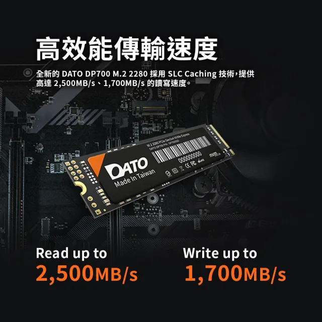 DATO 達多】DP700 1TB M.2 2280 PCIe Gen3x4 SSD 固態硬碟(最高達讀