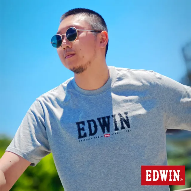 【EDWIN】男裝 網路獨家↘復古EDWIN經典短袖T恤(麻灰色)