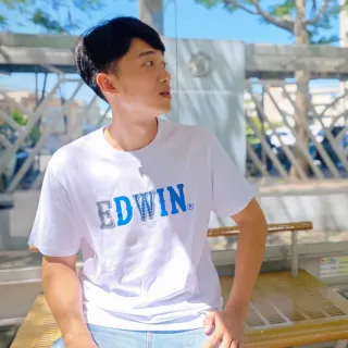 【EDWIN】男裝 再生系列 CORE回收布LOGO短袖T恤(白色)