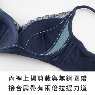 【玉如阿姨】自由幻夢內衣。無鋼圈包覆穩定日常不外擴 台灣製※0620深綠(C.D.E.F罩 無鋼圈 機能 大罩杯)