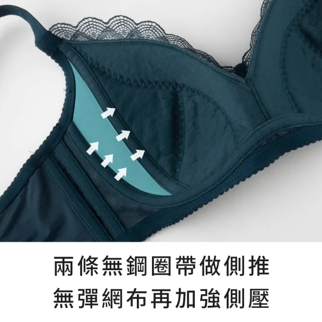 【玉如阿姨】自由幻夢內衣。無鋼圈包覆穩定日常不外擴 台灣製※0620深綠(C.D.E.F罩 無鋼圈 機能 大罩杯)