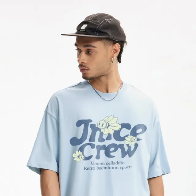 【JNICE 久奈司】休閒羽球小蜜蜂落肩TEE T-shirt T恤 潮T(淺藍)