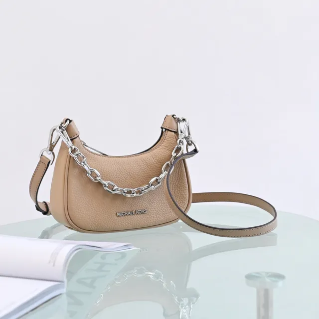 【Michael Kors】CORA 簡約經典荔枝皮革迷你手提鍊包兩用包(駝色)
