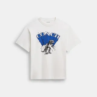 【COACH】蔻馳官方直營 棉質REXY印花休閒T-SHIRT-Vintage Ivory / Blue(CCT56)