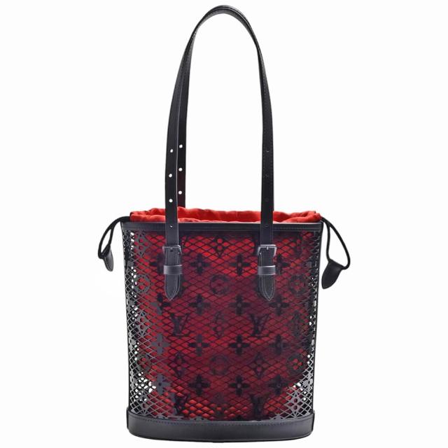 LV LOUIS VUITTON路易威登 M20352 BUCKET 系列鏤空 Monogram 花紋漆面牛皮手提/肩背包