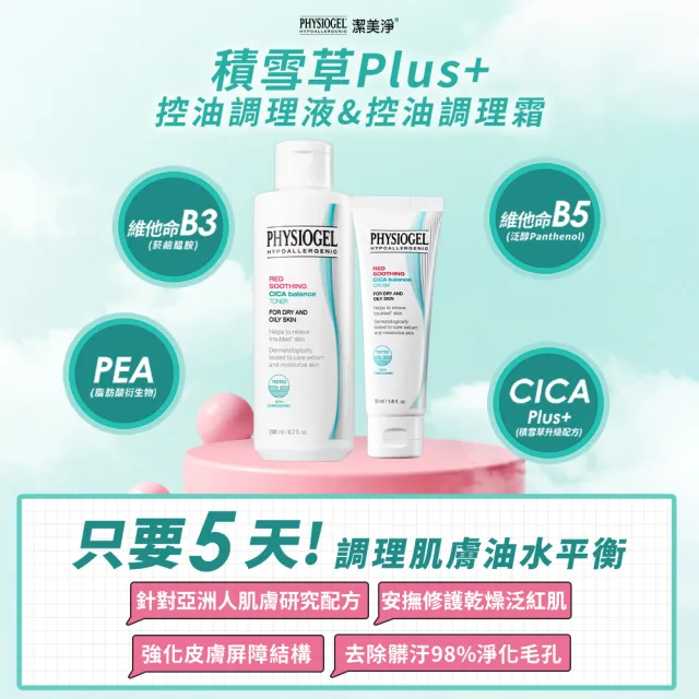 【PHYSIOGEL 潔美淨】CICA人氣商品自由配(潔顏乳120g、調理液200ml、調理霜50g)