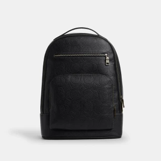 【COACH】蔻馳官方直營 經典 SIGNATURE 皮革ETHAN後背包_QB/黑色(CCF69)