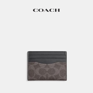 【COACH】蔻馳官方直營 經典 SIGNATURE 纖巧型證件卡夾_灰色/鉛灰色(CW366)
