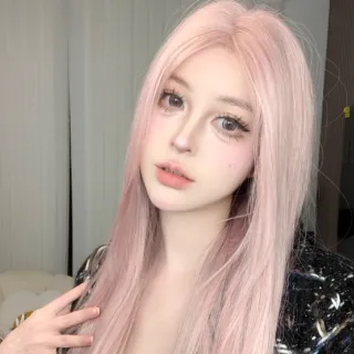 【LEEHER】長直假髮/假髮/粉色假髮/自然/女生假髮/中分假髮透氣/仿真/模擬真髮