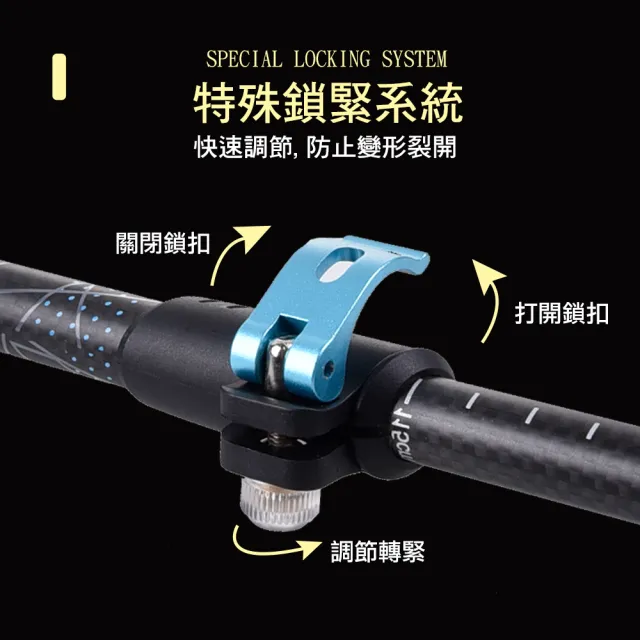 【SELPA】淬鍊碳纖維三節式外鎖登山杖(超值兩入組)