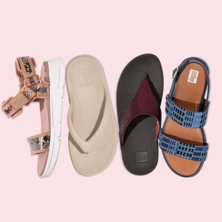 【FitFlop】經典運動風/金屬夾腳/織帶涼鞋/蛇紋後帶涼鞋-女(多款)