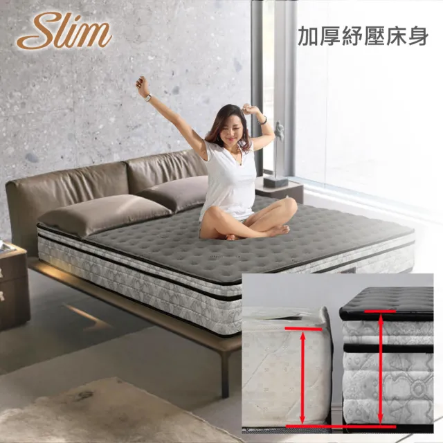 【SLIM】雙人加大石墨烯乳膠透氣獨立筒床墊6x6.2尺x23cm-健康舒眠型