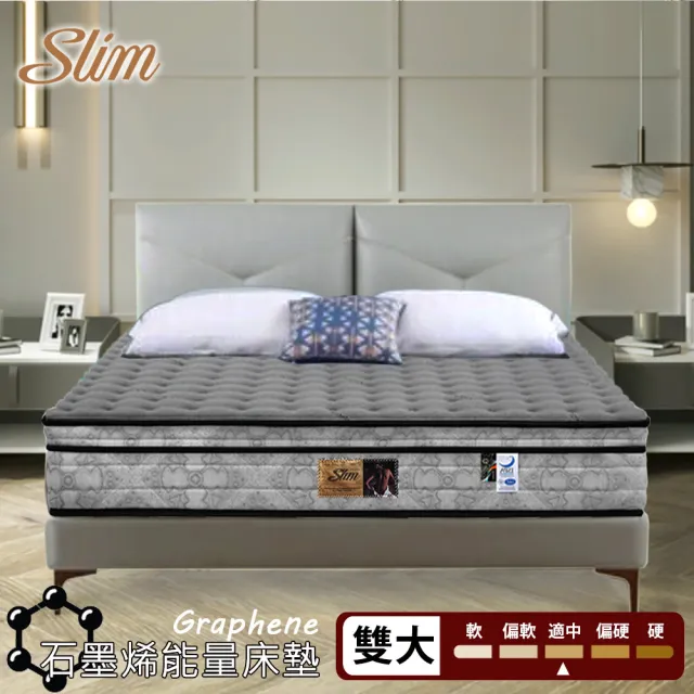 【SLIM】雙人加大石墨烯乳膠透氣獨立筒床墊6x6.2尺x23cm-健康舒眠型