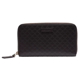 【GUCCI 古馳】經典Guccissima GG壓紋牛皮拉鍊長夾(咖啡449391-BMJ1G-2044)