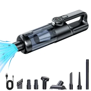 【SUITU】吸/吹/充/刷/照明燈五合一除塵器 一鍵倒塵手持無線吸塵器 無刷電機數顯吹塵器(充氣機 吸塵機)