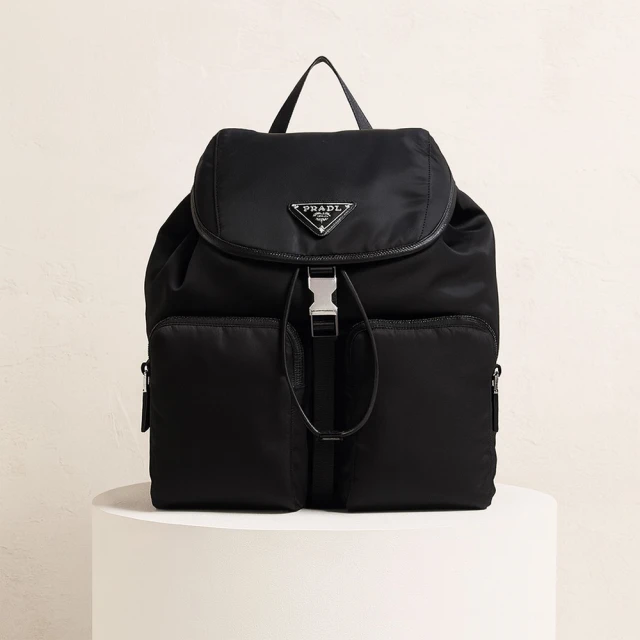 【PRADA 普拉達】精選暢銷尼龍後背包(經典三角LOGO)【entrupy安心購】