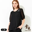【TOWN’WEAR 棠葳】精選印花刺繡雪紡上衣(三款任選/中大尺碼/多色/素色/圓領/短T/T恤/開襟/落肩)