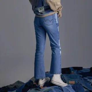 【EDWIN】女裝 CORE 側邊拼接丹寧大喇叭褲(漂淺藍)