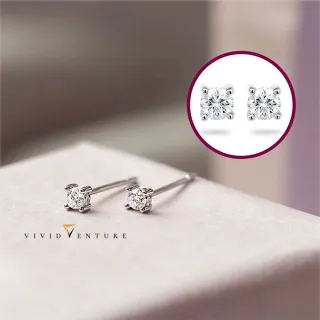 【Vividventure 亞帝芬奇】10分 天然鑽石 真鑽 耳環 隨興(白K金台+18K金耳針)
