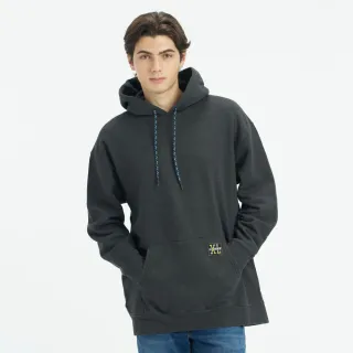 【LEVIS 官方旗艦】男款 XL版重磅刷毛口袋帽T/精工漂染工藝/420GSM厚棉 魚子黑 熱賣單品 A3306-0000