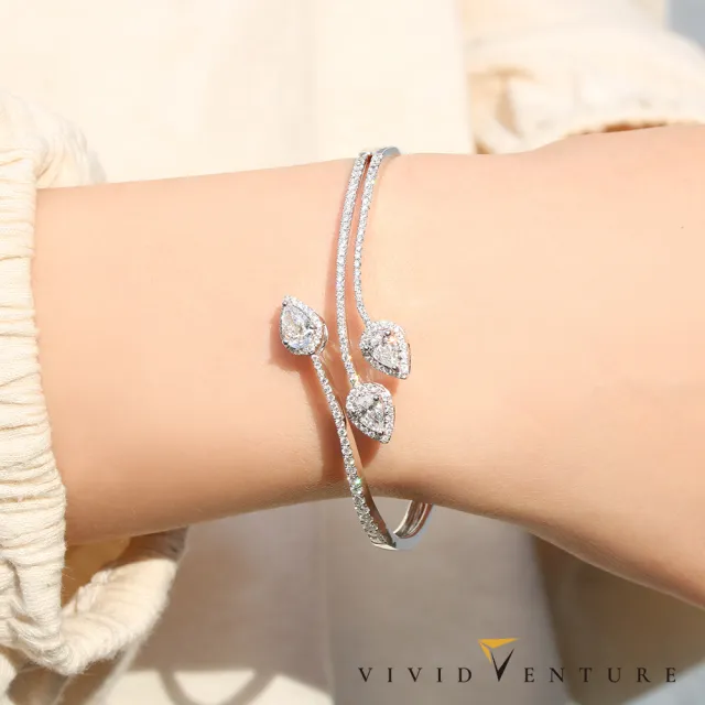 【Vividventure 亞帝芬奇】GIA 1.5克拉 FSI2 三主石 天然鑽石 真鑽 手環 Just For You(18K金台)