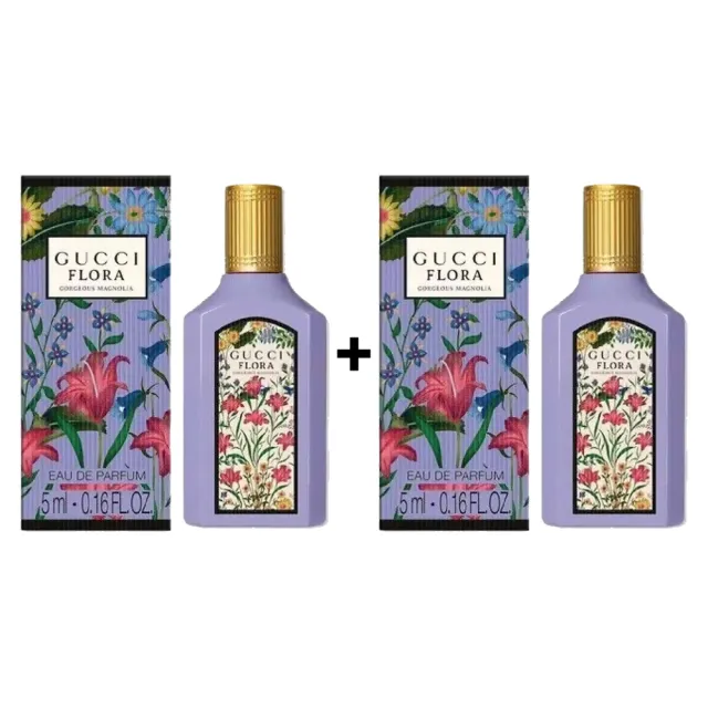 【GUCCI 古馳】Flora 幻夢木蘭淡香精 5ml x2 入(花香調.浪漫告白組)