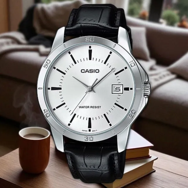 【CASIO 卡西歐】MTP-V004L-7A 紳士簡約 皮革男指針錶(時尚潮流 錶徑約4.15公分)