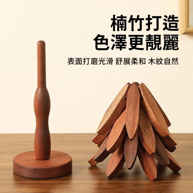 【SUNORO】一棵樹實木隔熱墊 5片組(防水防汙隔熱餐墊/木質杯墊/砂鍋墊/耐熱杯墊/碗墊)