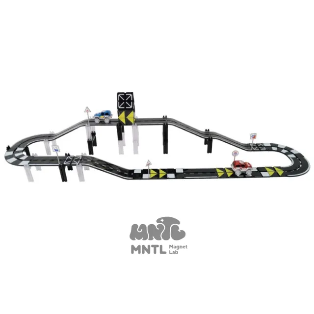 【MNTL】磁力拓荒者Ex. MAG-CAR Pioneer 經典色磁力片 電動軌道車 賽車軌道 108pcs(收納工具箱)