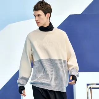 【The North Face 官方旗艦】北面UE男款米色純棉舒適保暖毛衣｜8E5WEO6