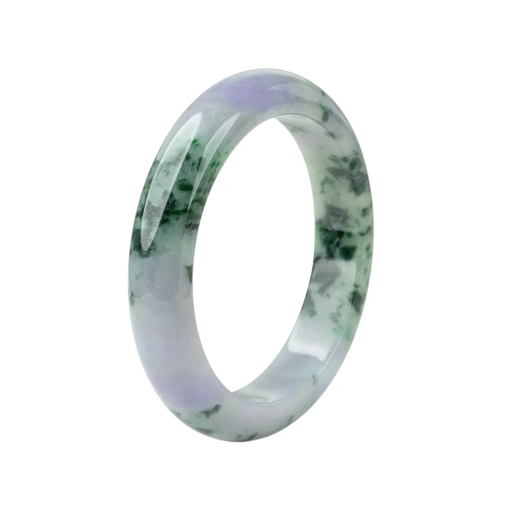 【K.D.J 圓融珠寶】春彩飄花翡翠手鐲玉鐲天然A貨(18.5圍平安鐲)