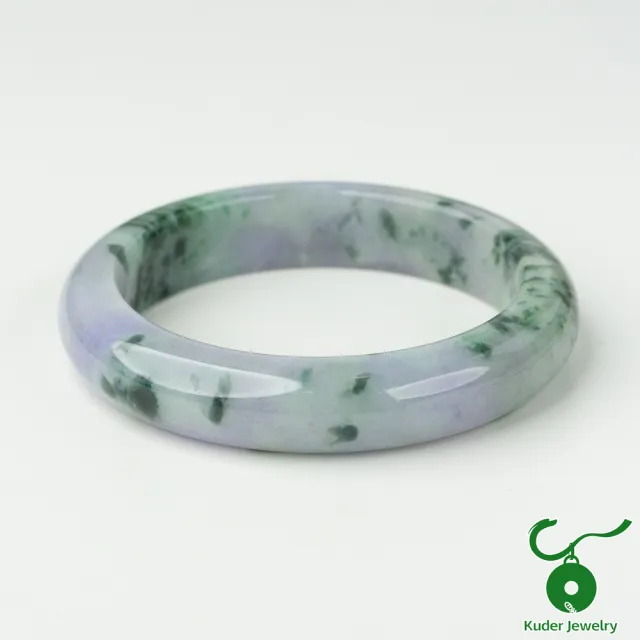 【K.D.J 圓融珠寶】春彩飄花翡翠手鐲玉鐲天然A貨(18.5圍平安鐲)