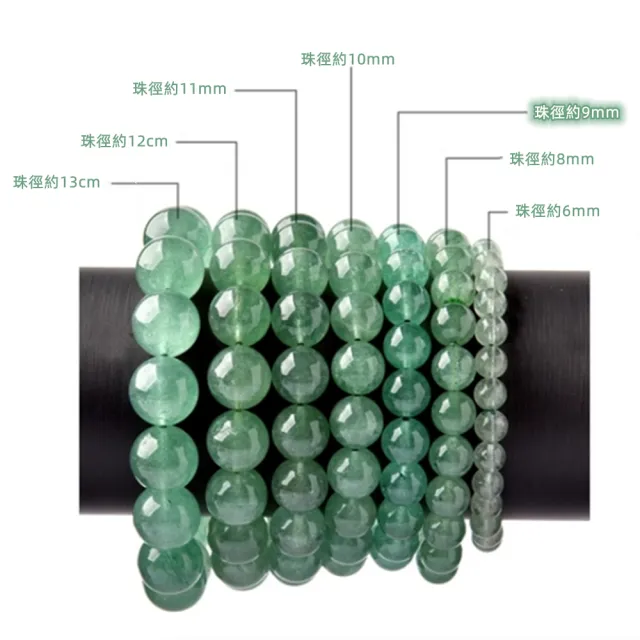 【八方開運】冰種綠草莓晶手鍊綠色草莓晶水晶珠子散珠串珠飾品(男女9mm)