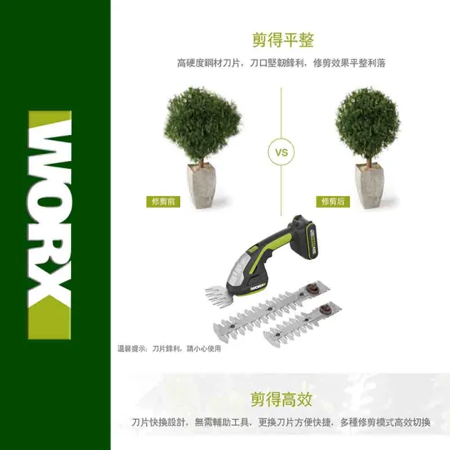 【WORX 威克士】20V 鋰電園藝剪草機(WD801)