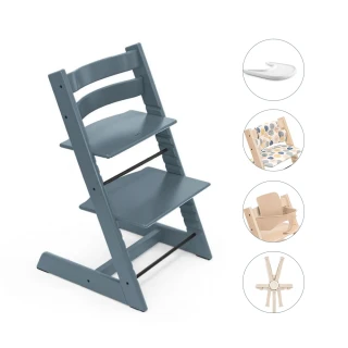 【STOKKE 官方直營】Tripp Trapp成長椅6m+經典組合-櫸木(限定色峽灣藍)