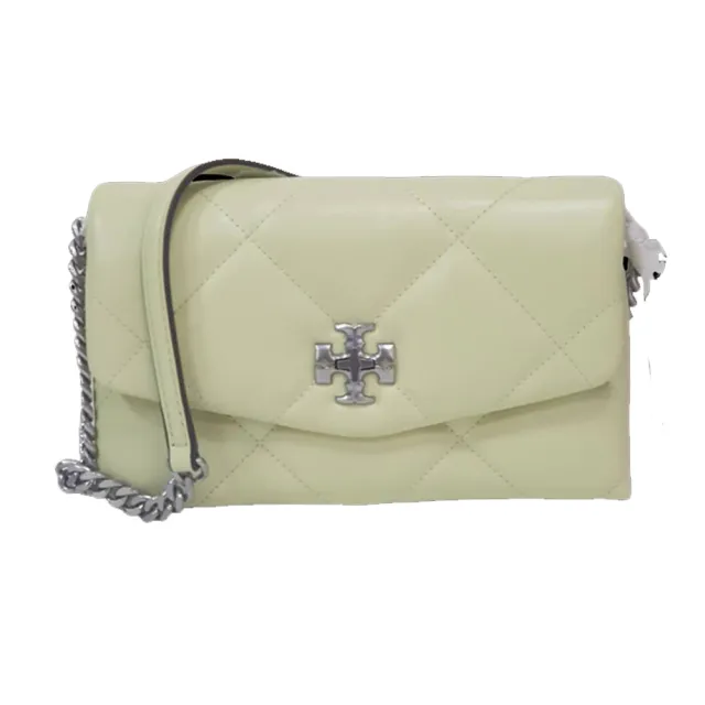 【TORY BURCH】TB 新款 Kira 十字LOGO絎縫肩背包斜背包旋鈕開合(牛油果綠/贈原廠防塵袋紙袋/七夕情人節)