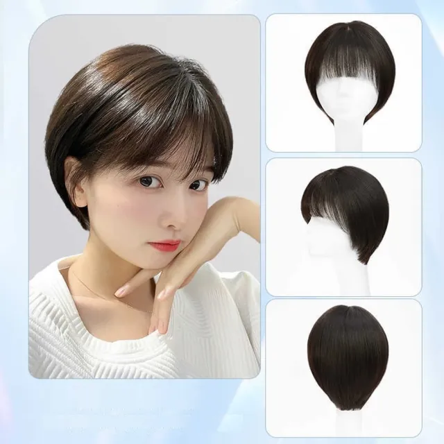 【巴黎精品】真髮短髮整頂假髮透氣輕量免打理假髮隱形增髮(減齡掛耳短髮女假髮n1ky30)